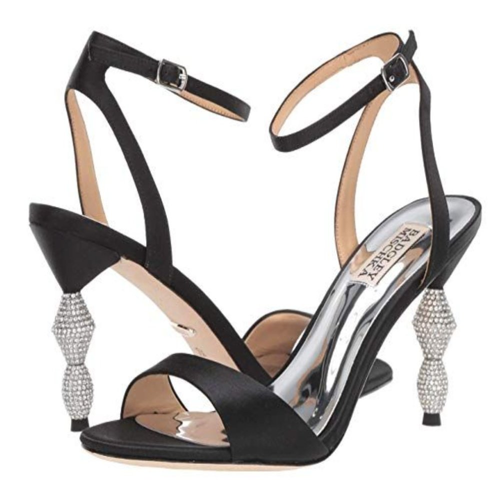 BADGLEY MISCHKA Evamarie Satin Heeled Sandals w/ box